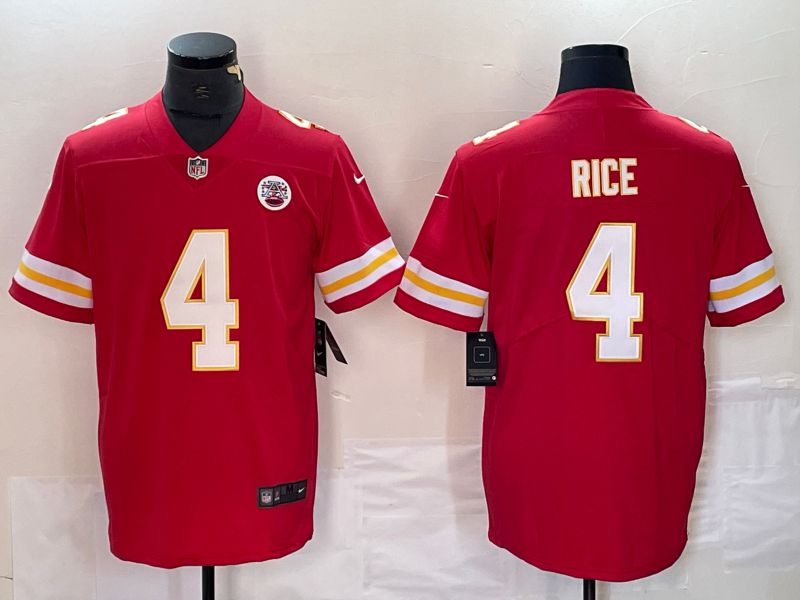 Men Kansas City Chiefs #4 Rice Red Nike Vapor Limited NFL Jersey style 1